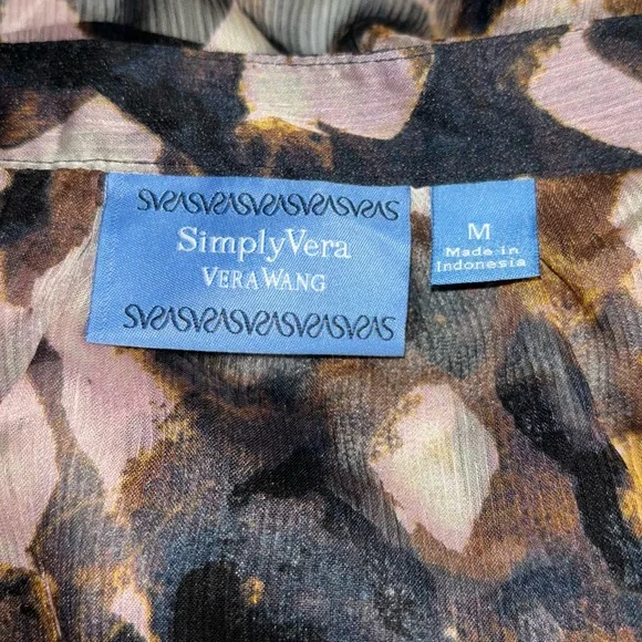 Simply Vera Wang Women's Size M Sheer Blouse Length 25" Excellent Condition - Picture 3 of 6